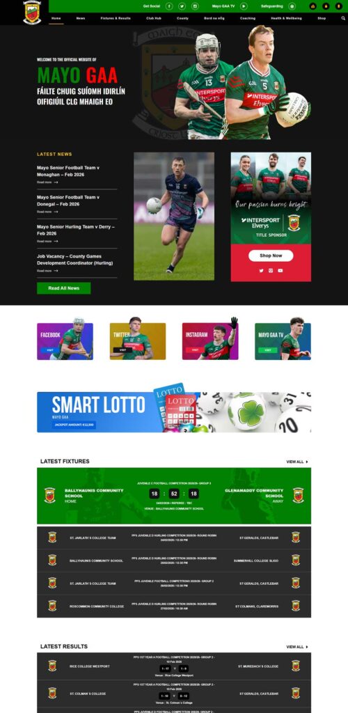 Mayo GAA website designed and developed by SportLoMo team